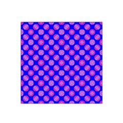 Bright Mod Pink Circles On Blue Satin Bandana Scarf by BrightVibesDesign