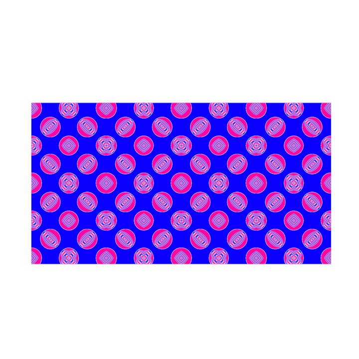 Bright Mod Pink Circles On Blue Satin Wrap