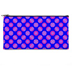 Bright Mod Pink Circles On Blue Pencil Cases