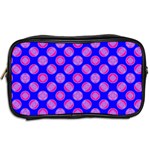 Bright Mod Pink Circles On Blue Toiletries Bags 2-Side Back