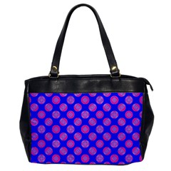 Bright Mod Pink Circles On Blue Office Handbags by BrightVibesDesign