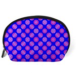 Bright Mod Pink Circles On Blue Accessory Pouches (Large)  Back