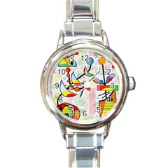 Happy Day Round Italian Charm Watch by Valentinaart