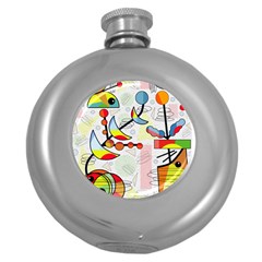 Happy Day Round Hip Flask (5 Oz) by Valentinaart