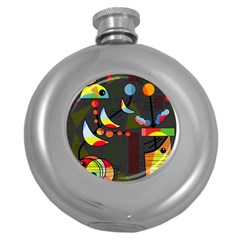 Happy Day 2 Round Hip Flask (5 Oz) by Valentinaart