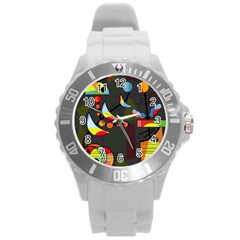 Happy Day 2 Round Plastic Sport Watch (l) by Valentinaart