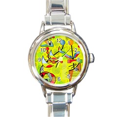 Happy Day - Yellow Round Italian Charm Watch by Valentinaart