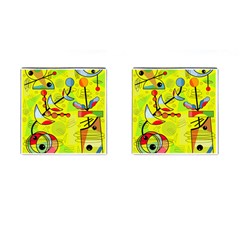 Happy Day - Yellow Cufflinks (square) by Valentinaart