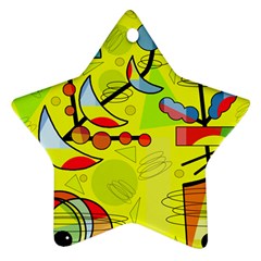 Happy Day - Yellow Star Ornament (two Sides)  by Valentinaart