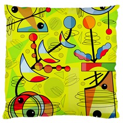 Happy Day - Yellow Standard Flano Cushion Case (one Side) by Valentinaart