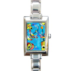 Happy Day - Blue Rectangle Italian Charm Watch by Valentinaart