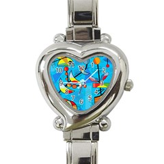 Happy Day - Blue Heart Italian Charm Watch by Valentinaart