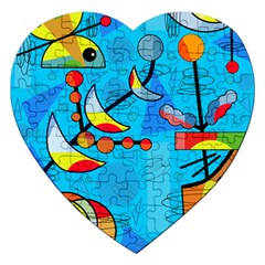 Happy Day - Blue Jigsaw Puzzle (heart) by Valentinaart