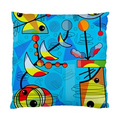 Happy Day - Blue Standard Cushion Case (one Side) by Valentinaart