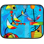 Happy day - blue Fleece Blanket (Mini) 35 x27  Blanket