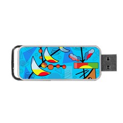 Happy Day - Blue Portable Usb Flash (two Sides) by Valentinaart