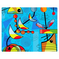 Happy Day - Blue Double Sided Flano Blanket (medium)  by Valentinaart