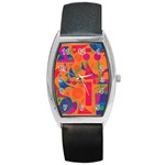 Happy day - orange Barrel Style Metal Watch Front