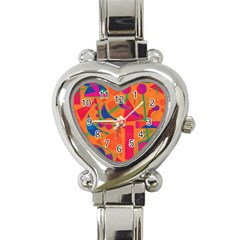 Happy Day - Orange Heart Italian Charm Watch by Valentinaart