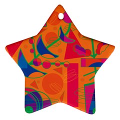 Happy Day - Orange Star Ornament (two Sides)  by Valentinaart