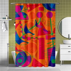 Happy Day - Orange Shower Curtain 48  X 72  (small)  by Valentinaart