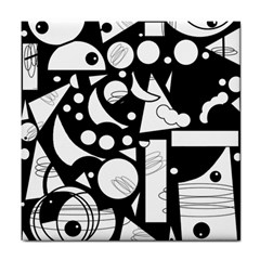 Happy Day - Black And White Tile Coasters by Valentinaart