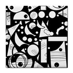 Happy day - black and white Tile Coasters Front