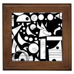 Happy Day - Black And White Framed Tiles by Valentinaart