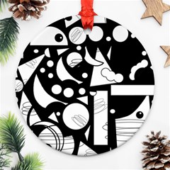 Happy Day - Black And White Ornament (round)  by Valentinaart