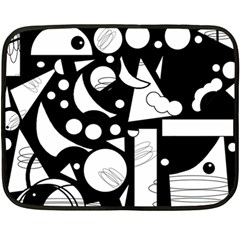 Happy Day - Black And White Double Sided Fleece Blanket (mini)  by Valentinaart