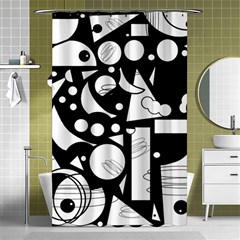 Happy Day - Black And White Shower Curtain 48  X 72  (small)  by Valentinaart