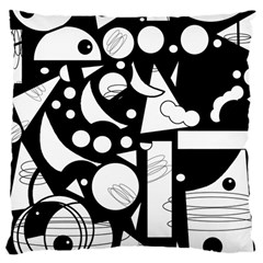 Happy Day - Black And White Large Cushion Case (two Sides) by Valentinaart