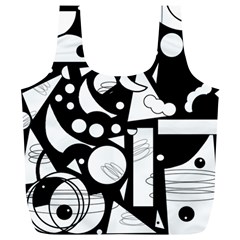 Happy Day - Black And White Full Print Recycle Bags (l)  by Valentinaart