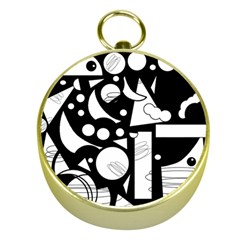 Happy Day - Black And White Gold Compasses by Valentinaart