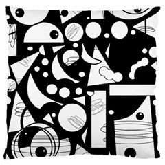 Happy Day - Black And White Large Flano Cushion Case (two Sides) by Valentinaart