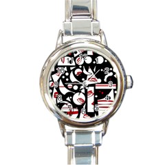 Happy Life - Red Round Italian Charm Watch by Valentinaart