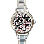 Happy life - red Round Italian Charm Watch Front