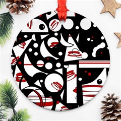 Happy Life - Red Ornament (round)  by Valentinaart