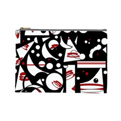 Happy Life - Red Cosmetic Bag (large)  by Valentinaart