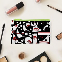 Happy Life - Red Cosmetic Bag (xs) by Valentinaart