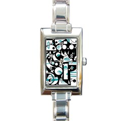 Happy Life - Blue Rectangle Italian Charm Watch by Valentinaart