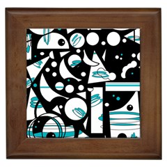 Happy Life - Blue Framed Tiles by Valentinaart