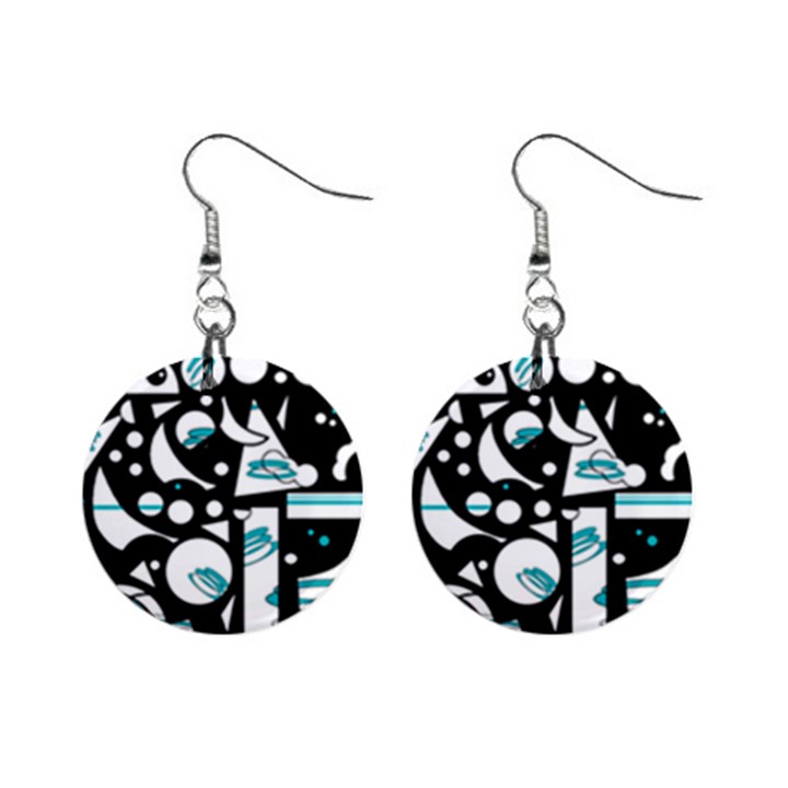 Happy life - blue Mini Button Earrings