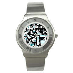 Happy Life - Blue Stainless Steel Watch by Valentinaart