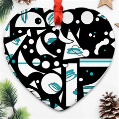 Happy Life - Blue Heart Ornament (2 Sides) by Valentinaart