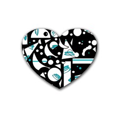 Happy Life - Blue Rubber Coaster (heart)  by Valentinaart