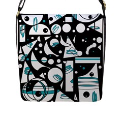 Happy Life - Blue Flap Messenger Bag (l)  by Valentinaart