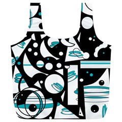 Happy Life - Blue Full Print Recycle Bags (l)  by Valentinaart