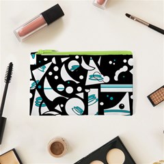 Happy Life - Blue Cosmetic Bag (xs) by Valentinaart