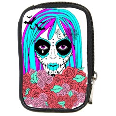 Hippy Chick Sugar Skull Compact Camera Leather Case by burpdesignsA